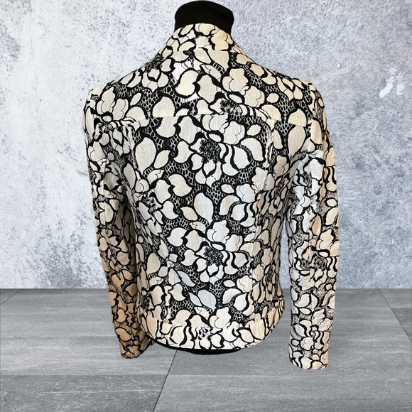INC International Concepts Moto Jacket Women's Medium Full Zip Floral Lace EUC - Picture 2 of 4